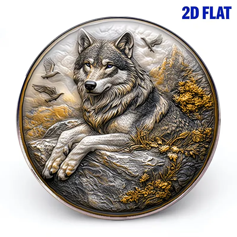 Wolf & Mountain Brooch – Creative Lapel Pin / Boutonniere, Unique Clothing Badge, Perfect for Bags, Jackets, Lapels & Collars, Unisex Accessory